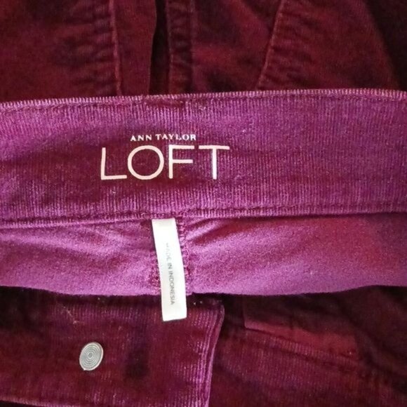 Loft Womens Size 4 Super Skinny Pants Burgundy Stretch Velour Mid Rise - Picture 5 of 7